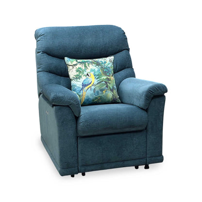 G Plan 'Malvern' B280 Liso Ocean Blue Fabric Power Recliner Armchair Furniture Village