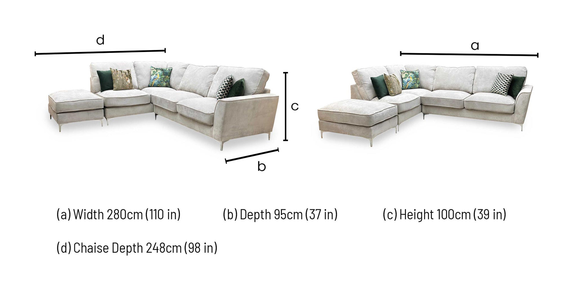 ‘Legend’ Kingston Silver Fabric Left Hand Facing Classic Back Corner Sofa Furniture Village