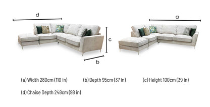 ‘Legend’ Kingston Silver Fabric Left Hand Facing Classic Back Corner Sofa Furniture Village