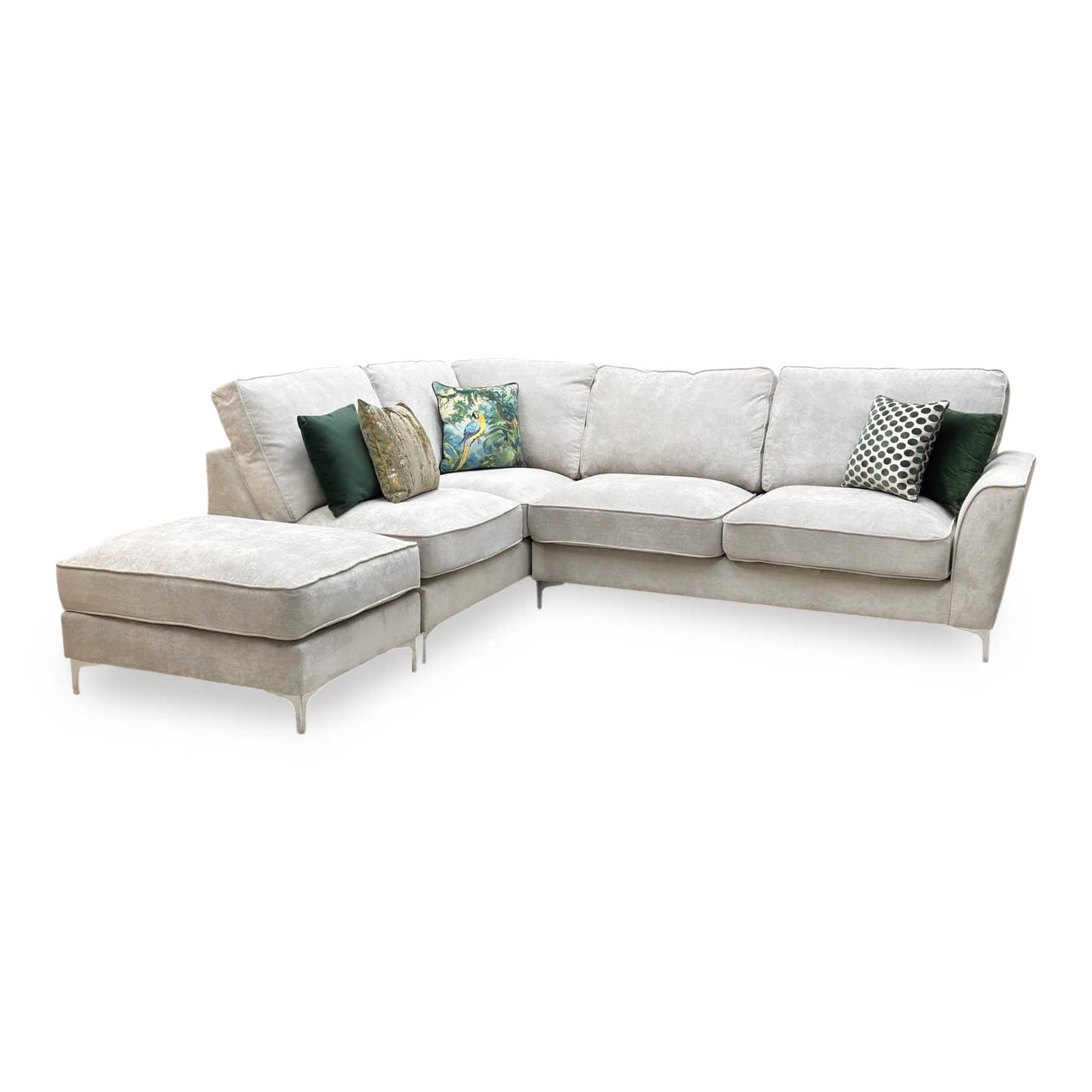 ‘Legend’ Kingston Silver Fabric Left Hand Facing Classic Back Corner Sofa Furniture Village