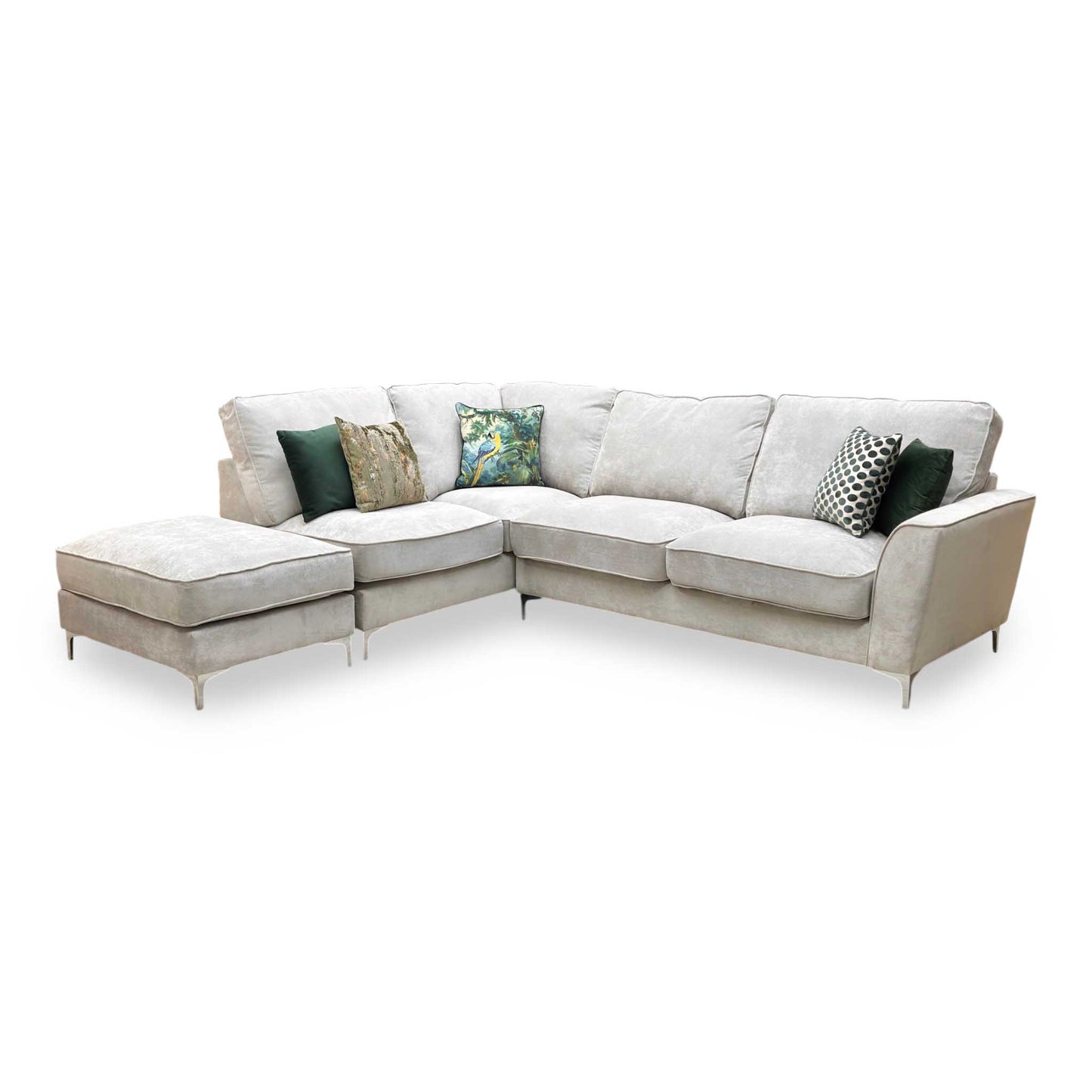 ‘Legend’ Kingston Silver Fabric Left Hand Facing Classic Back Corner Sofa Furniture Village