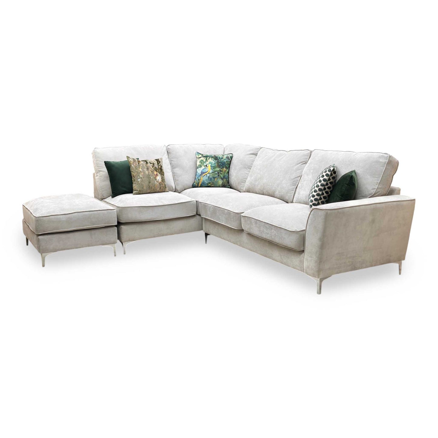 ‘Legend’ Kingston Silver Fabric Left Hand Facing Classic Back Corner Sofa Furniture Village