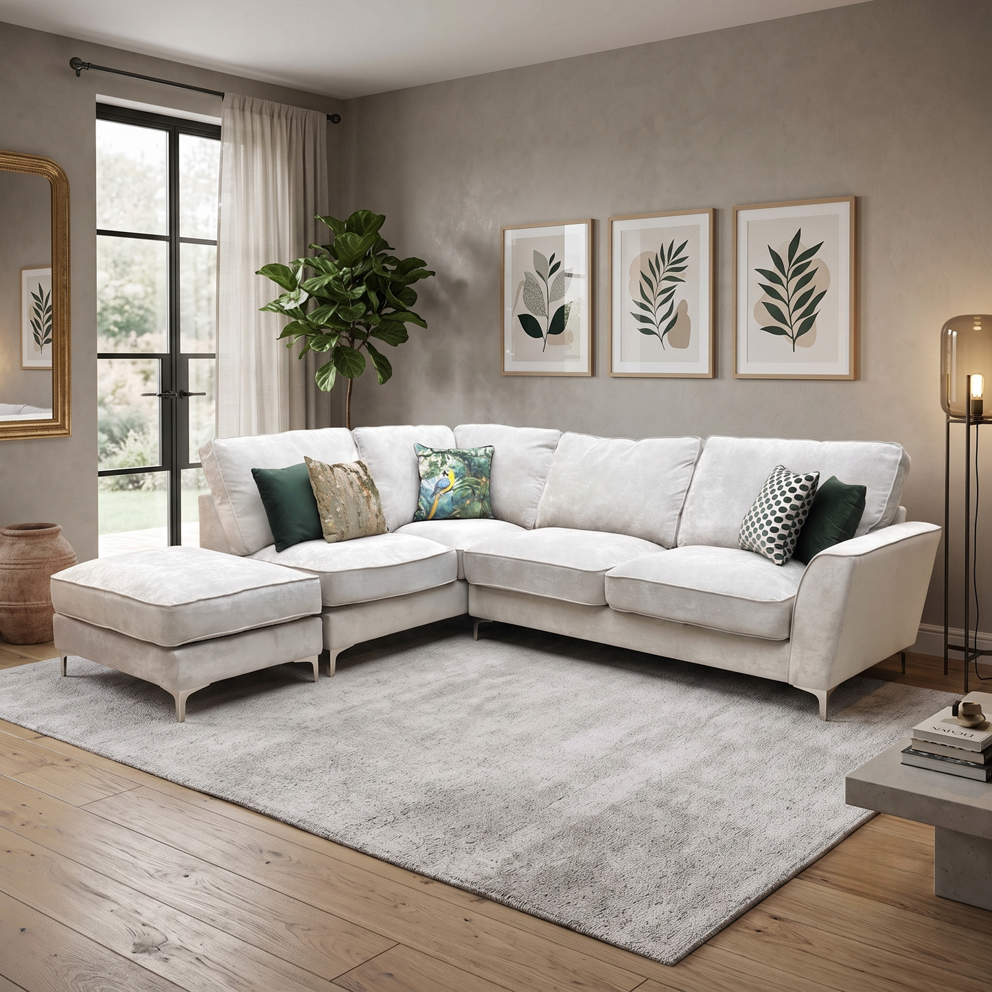 ‘Legend’ Kingston Silver Fabric Left Hand Facing Classic Back Corner Sofa Furniture Village