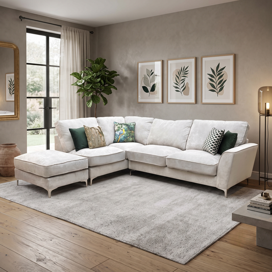 ‘Legend’ Kingston Silver Fabric Left Hand Facing Classic Back Corner Sofa Furniture Village