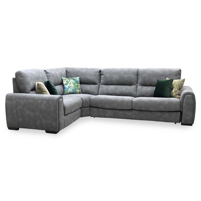 ‘Flex’ BFA-BEY-R16 Graphite Grey Fabric Small Corner Sofa Bed with Power Recliner and Storage Arms Furniture Village