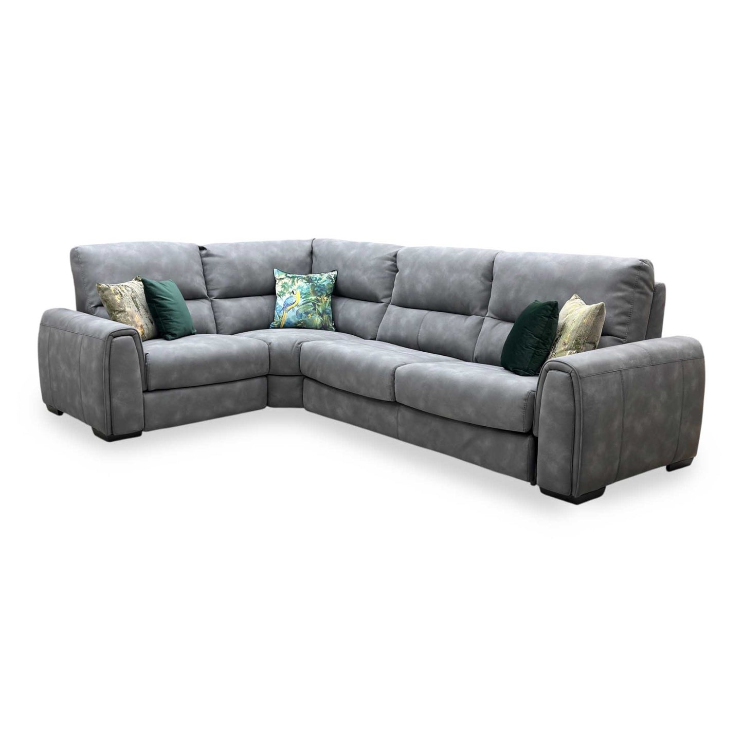 ‘Flex’ BFA-BEY-R16 Graphite Grey Fabric Small Corner Sofa Bed with Power Recliner and Storage Arms Furniture Village