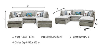‘Emilia’ Stone Fabric Standard U-Shaped Corner Sofa Furniture Village
