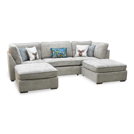‘Emilia’ Stone Fabric Standard U-Shaped Corner Sofa Furniture Village