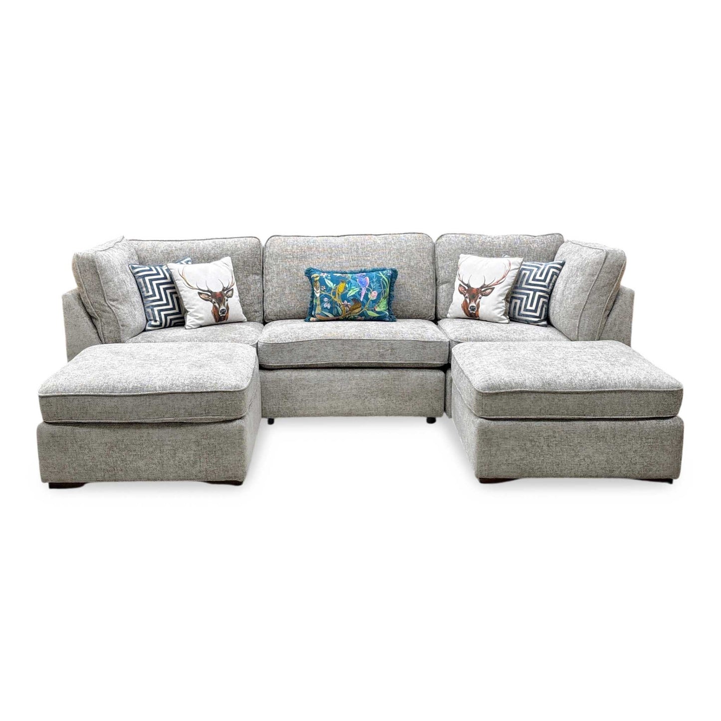 ‘Emilia’ Stone Fabric Standard U-Shaped Corner Sofa Furniture Village