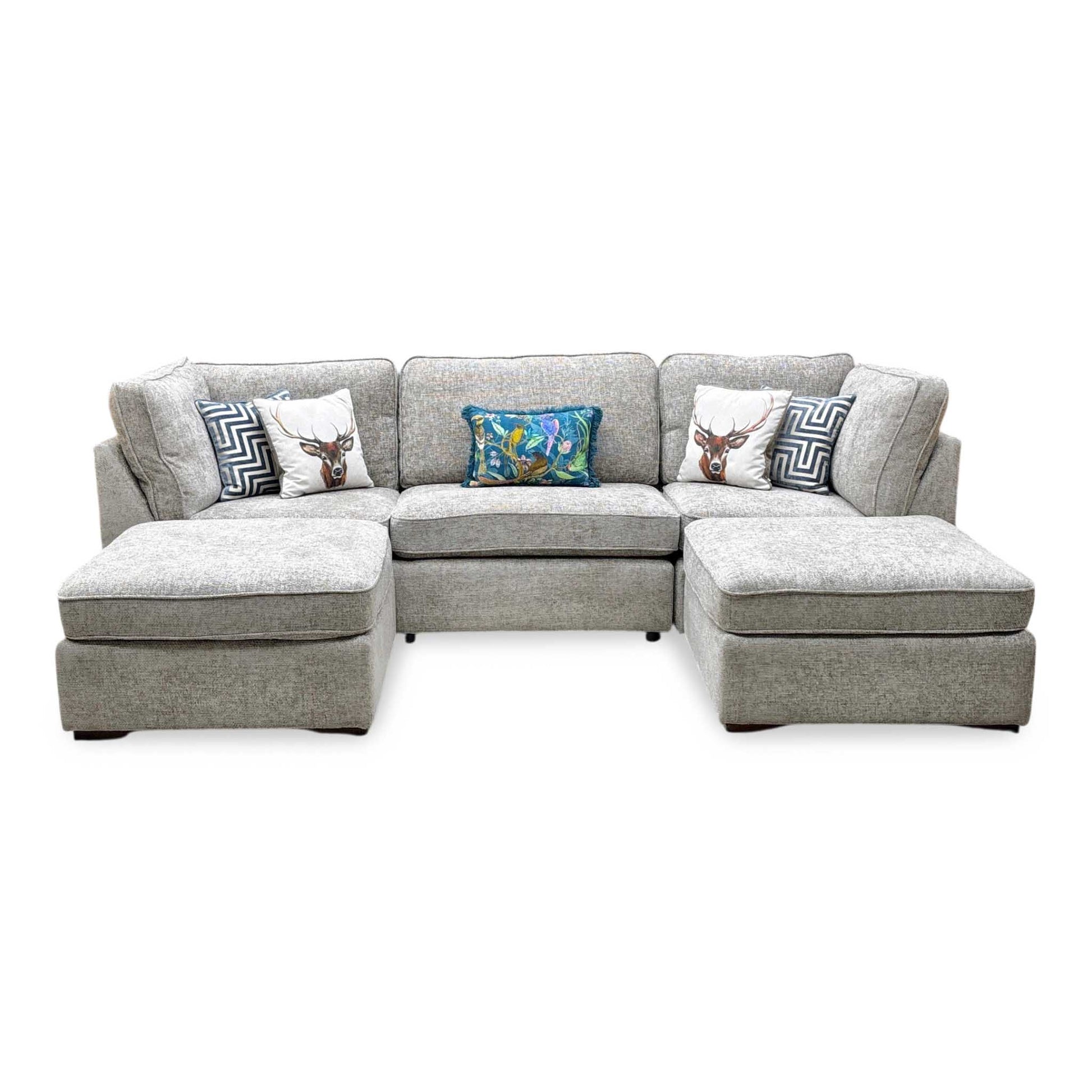 ‘Emilia’ Stone Fabric Standard U-Shaped Corner Sofa Furniture Village