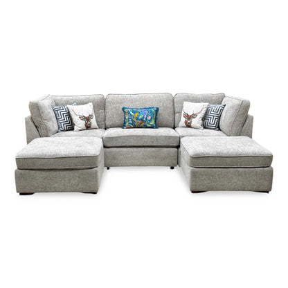 ‘Emilia’ Stone Fabric Standard U-Shaped Corner Sofa Furniture Village
