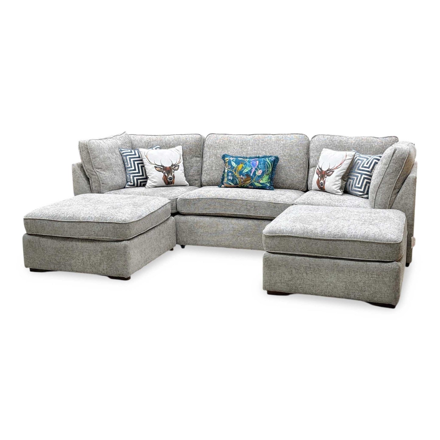 ‘Emilia’ Stone Fabric Standard U-Shaped Corner Sofa Furniture Village