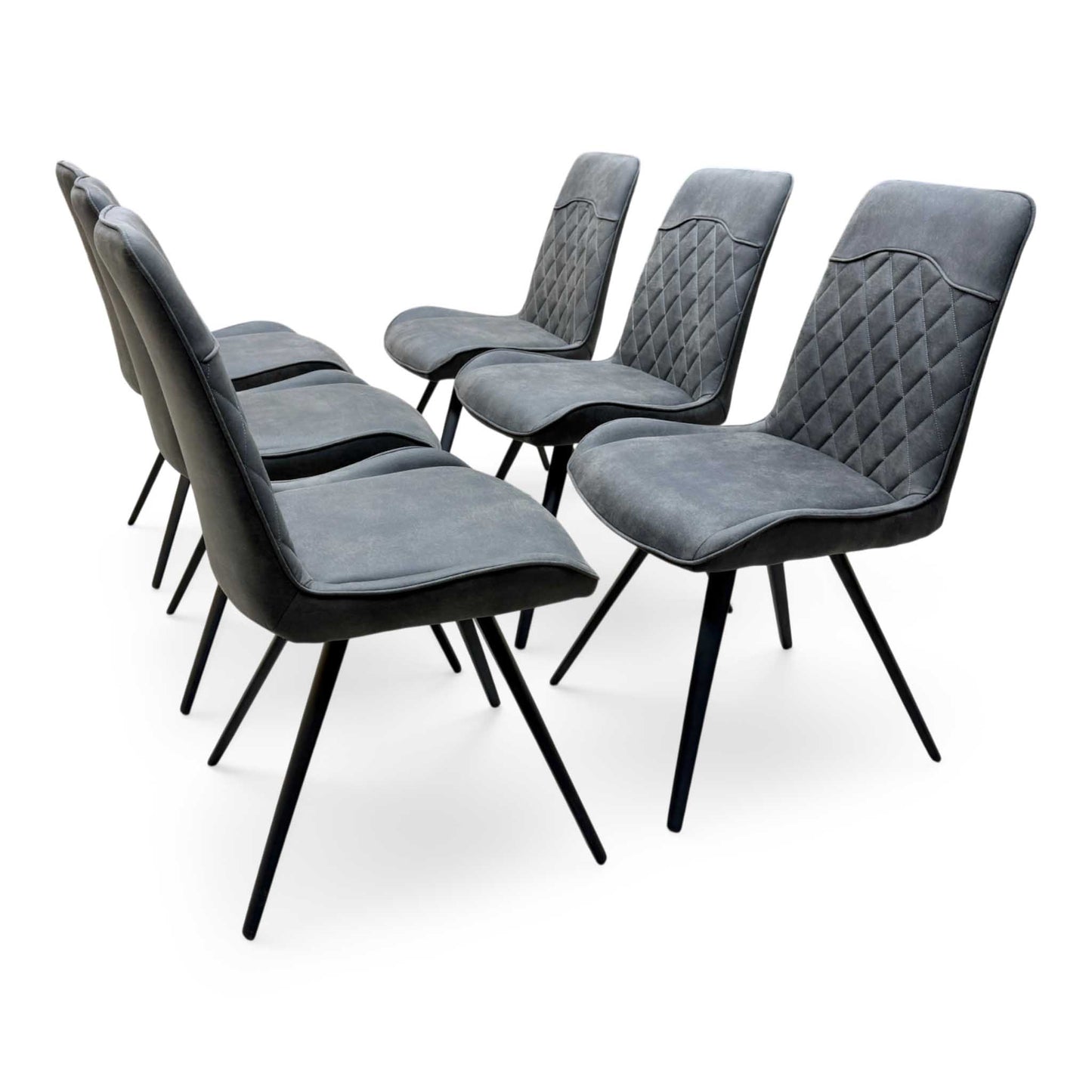'Warrior' Charcoal Grey Fabric Standard Dining Chairs - Set of 6 Furniture Village