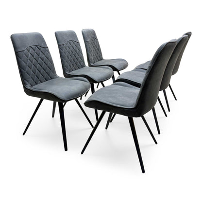 'Warrior' Charcoal Grey Fabric Standard Dining Chairs - Set of 6 Furniture Village