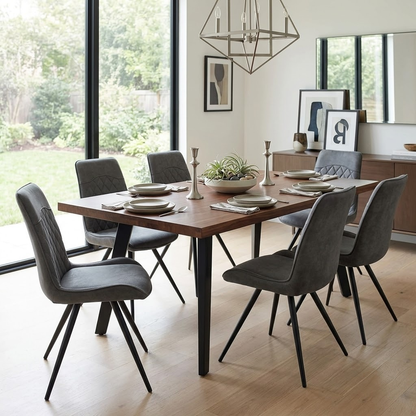 'Warrior' Charcoal Grey Fabric Standard Dining Chairs - Set of 6 Furniture Village