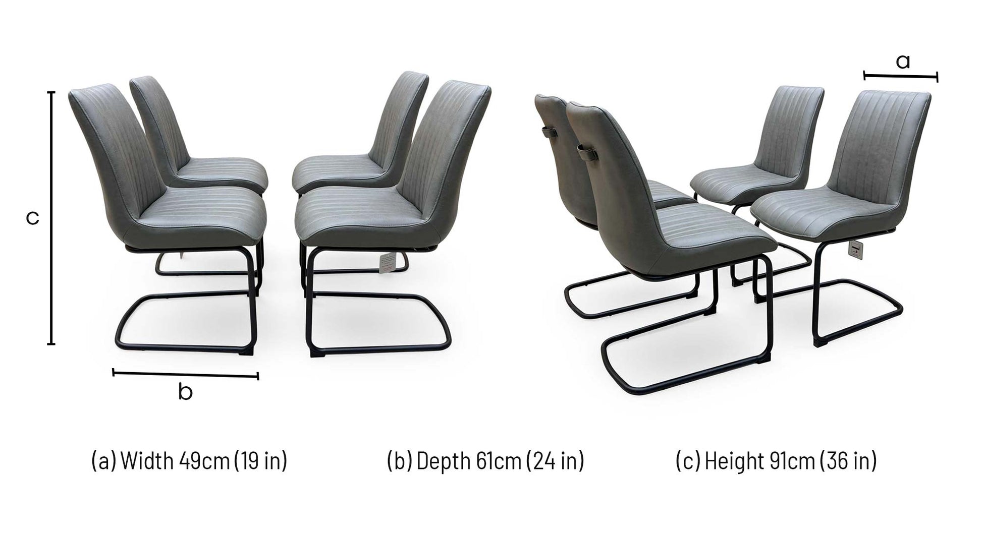 Bodahl 'Terra' Grey Leather Cantilever Dining Chairs - Set of 4 Furniture Village
