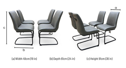 Bodahl 'Terra' Grey Leather Cantilever Dining Chairs - Set of 4 Furniture Village