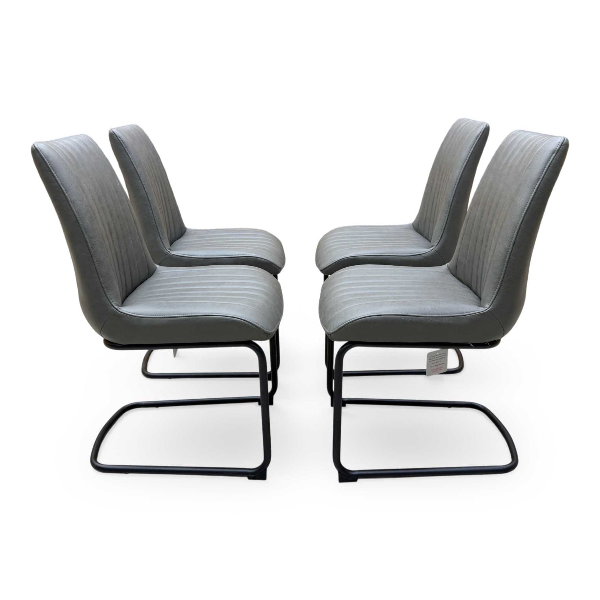 Bodahl 'Terra' Grey Leather Cantilever Dining Chairs - Set of 4 Furniture Village