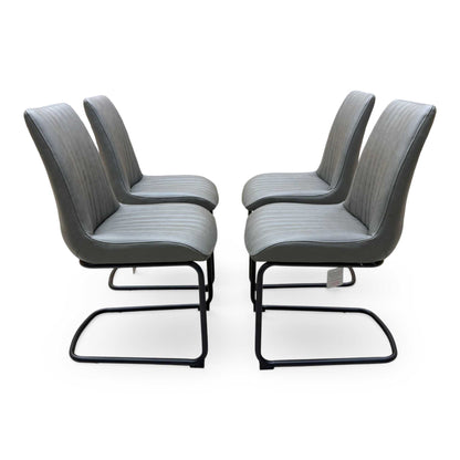 Bodahl 'Terra' Grey Leather Cantilever Dining Chairs - Set of 4 Furniture Village