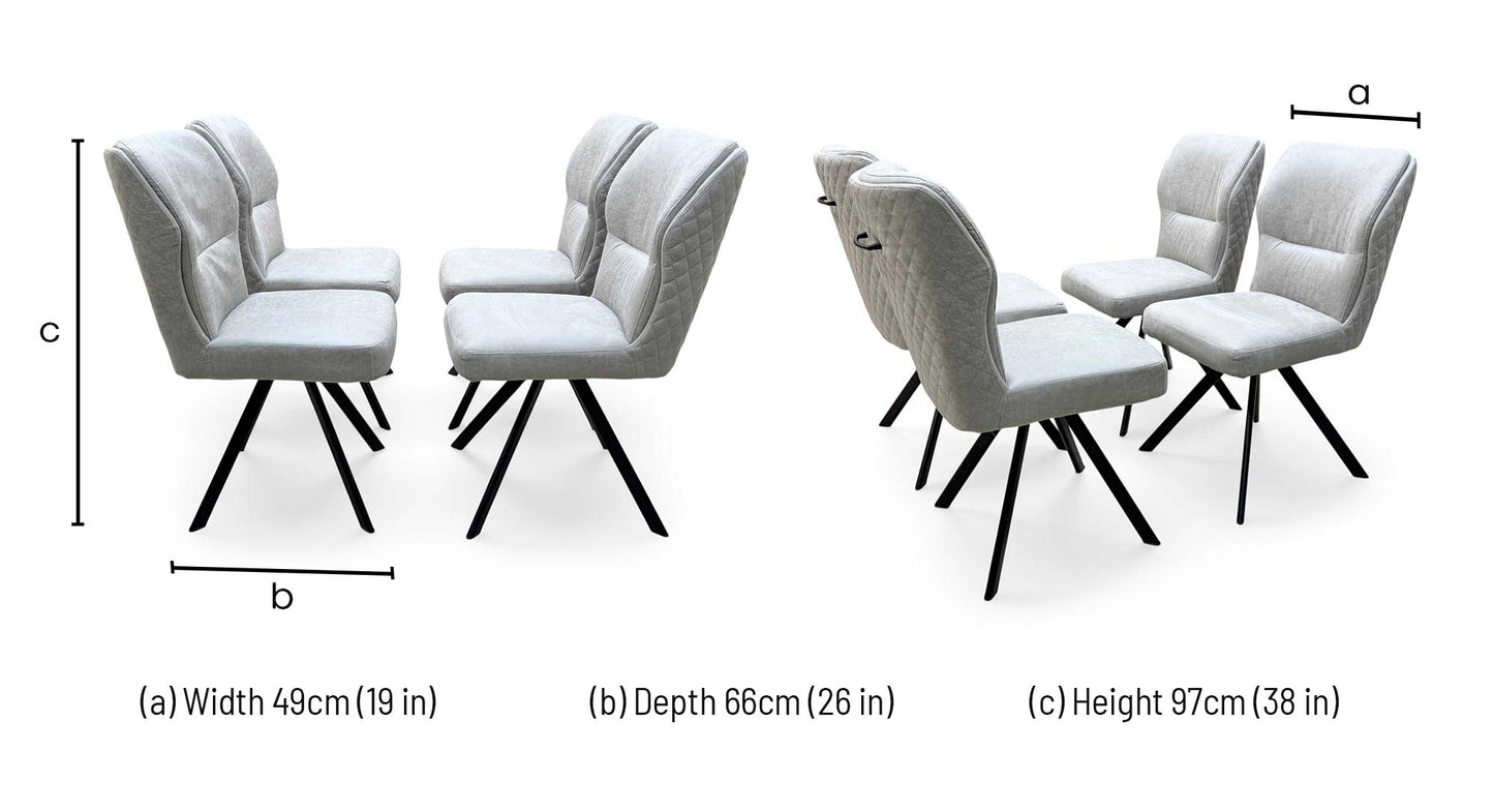 'Terra' Taupe Fabric Swivel Dining Chairs - Set of 4 Furniture Village