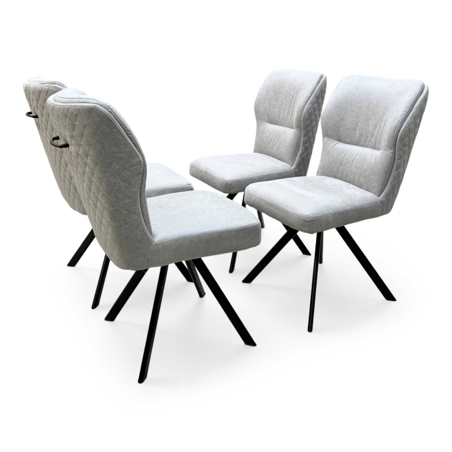 'Terra' Taupe Fabric Swivel Dining Chairs - Set of 4 Furniture Village