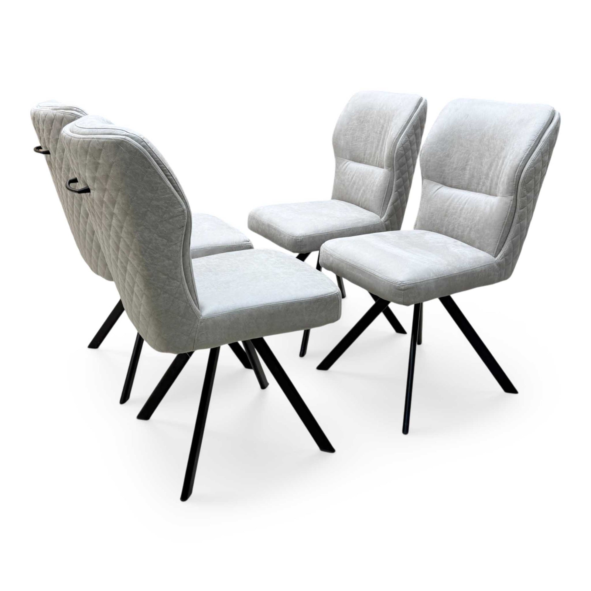 'Terra' Taupe Fabric Swivel Dining Chairs - Set of 4 Furniture Village