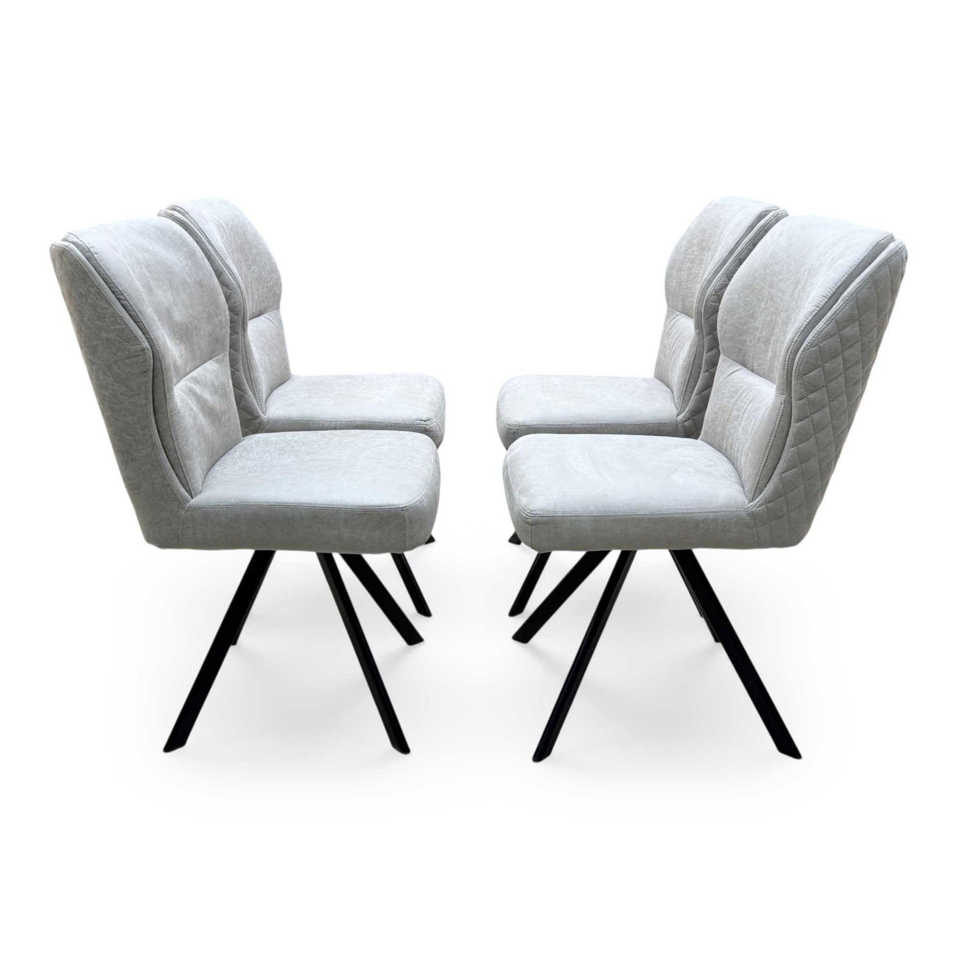 'Terra' Taupe Fabric Swivel Dining Chairs - Set of 4 Furniture Village