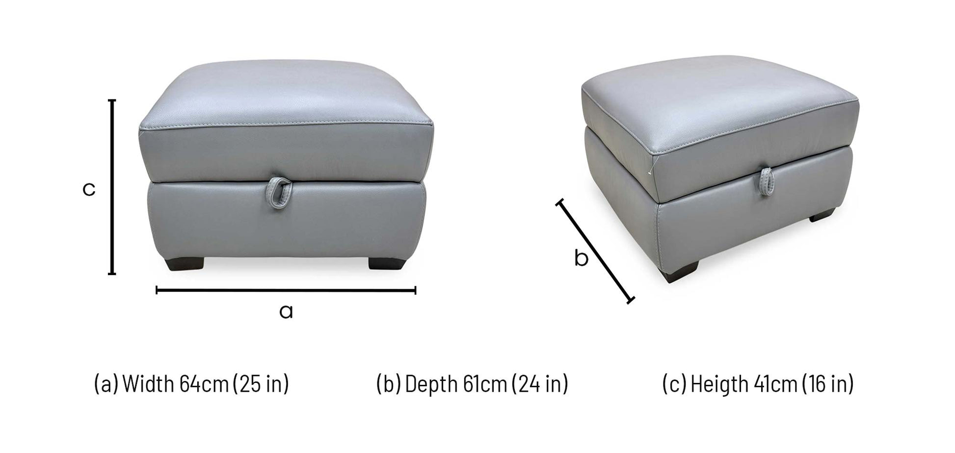 World of Leather 'Starlight Express' NC 435-E Sleet Grey Leather Storage Footstool Furniture Village