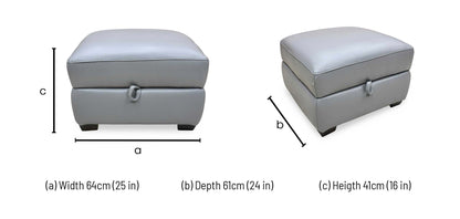 World of Leather 'Starlight Express' NC 435-E Sleet Grey Leather Storage Footstool Furniture Village