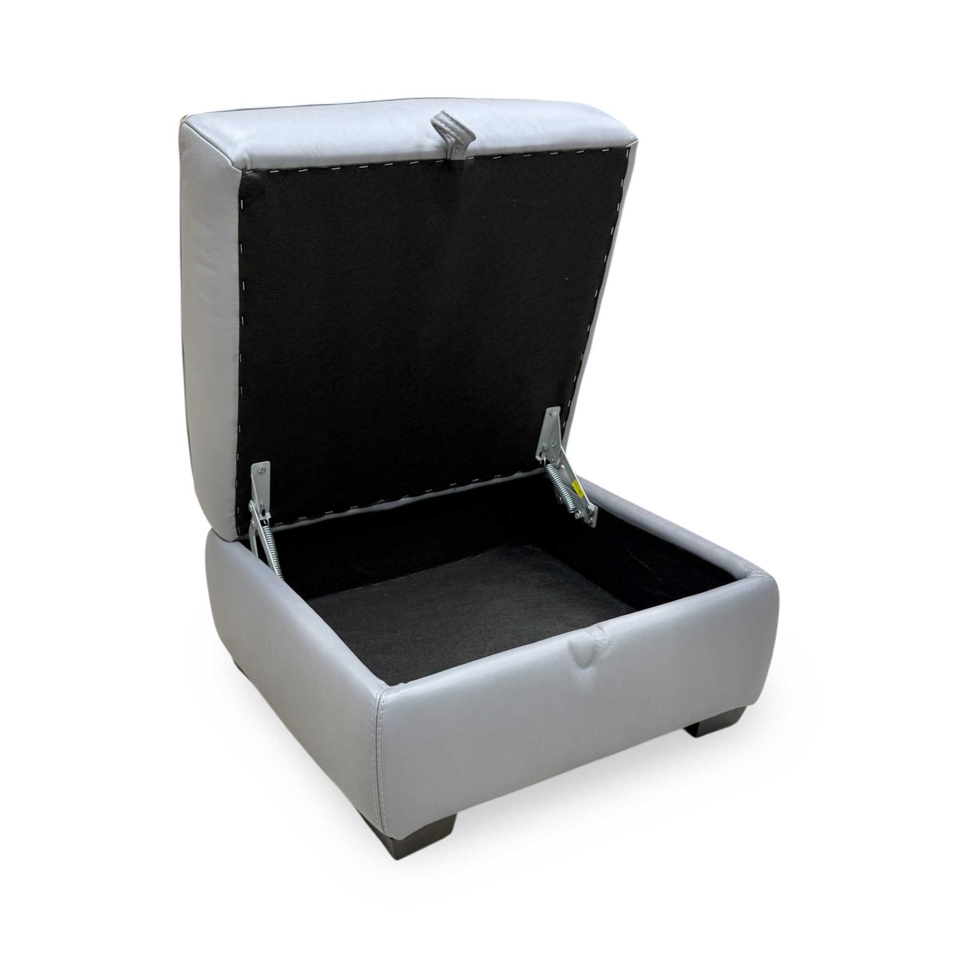 World of Leather 'Starlight Express' NC 435-E Sleet Grey Leather Storage Footstool Furniture Village