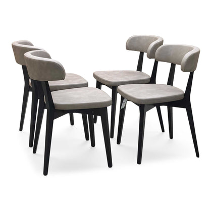 Connubia ‘Siren’ S0a-Vintage Desert Brown Faux Leather Graphite Wooden Leg Dining Chairs - Set of 4 Furniture Village