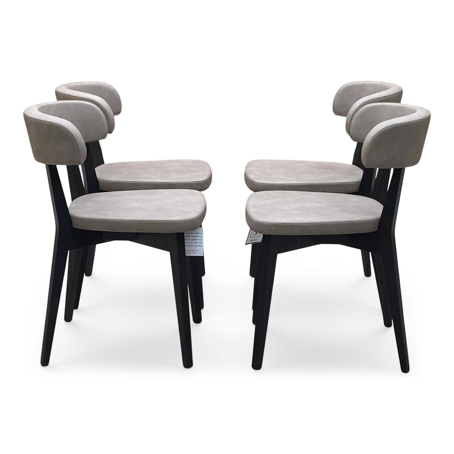 Connubia ‘Siren’ S0a-Vintage Desert Brown Faux Leather Graphite Wooden Leg Dining Chairs - Set of 4 Furniture Village