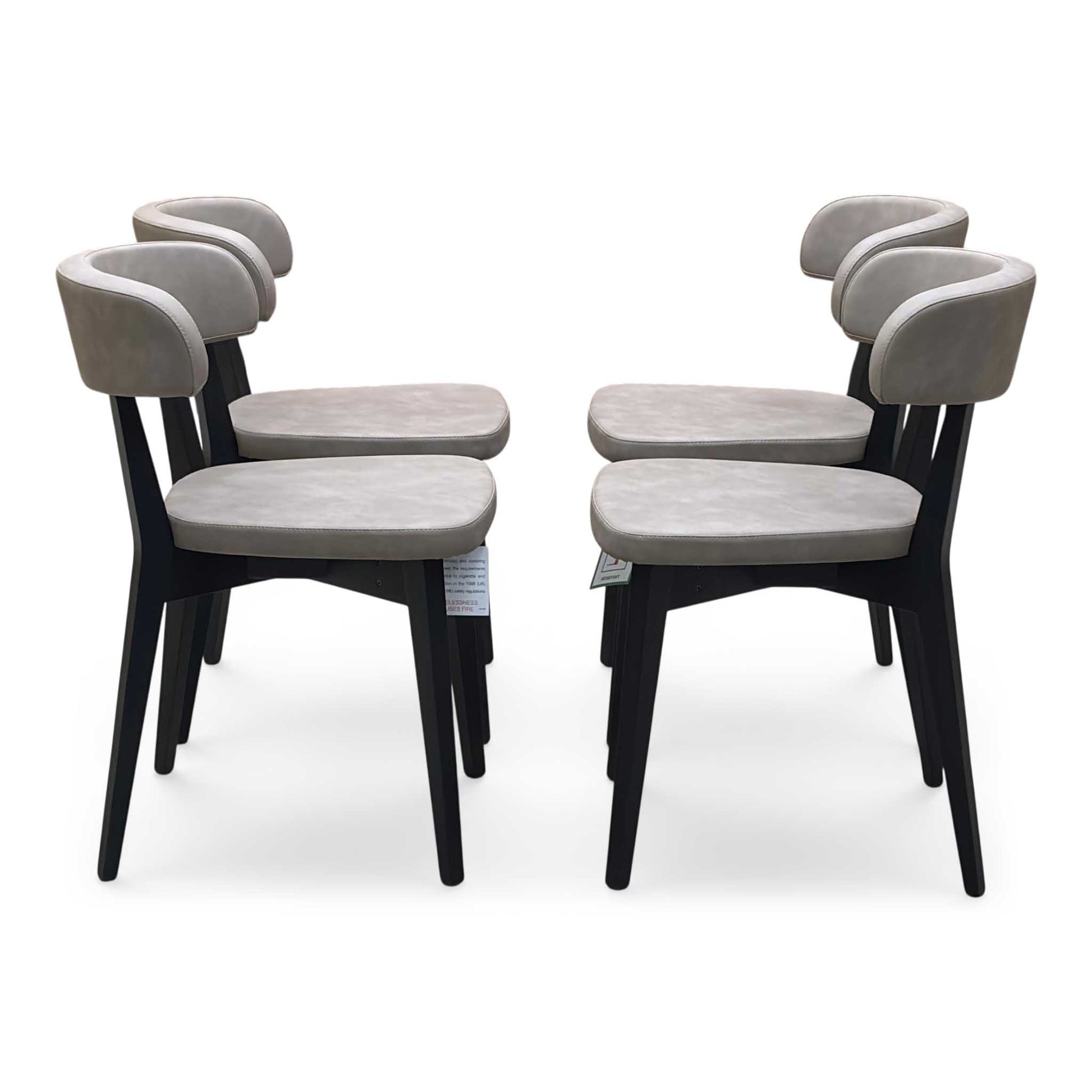 Connubia ‘Siren’ S0a-Vintage Desert Brown Faux Leather Graphite Wooden Leg Dining Chairs - Set of 4 Furniture Village