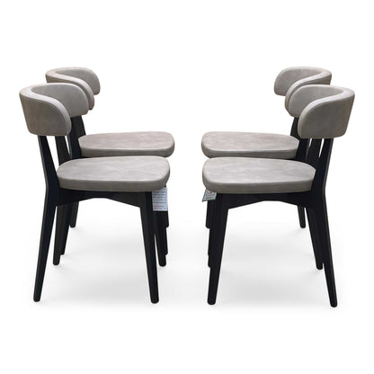 Connubia ‘Siren’ S0a-Vintage Desert Brown Faux Leather Graphite Wooden Leg Dining Chairs - Set of 4 Furniture Village