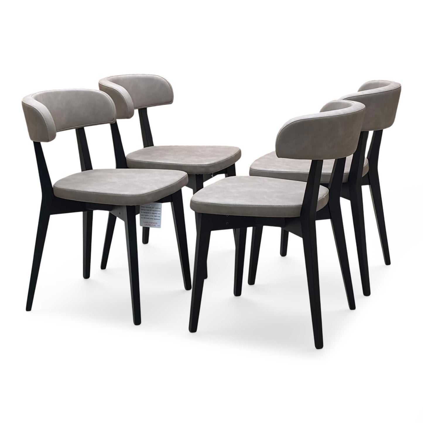 Connubia ‘Siren’ S0a-Vintage Desert Brown Faux Leather Graphite Wooden Leg Dining Chairs - Set of 4 Furniture Village