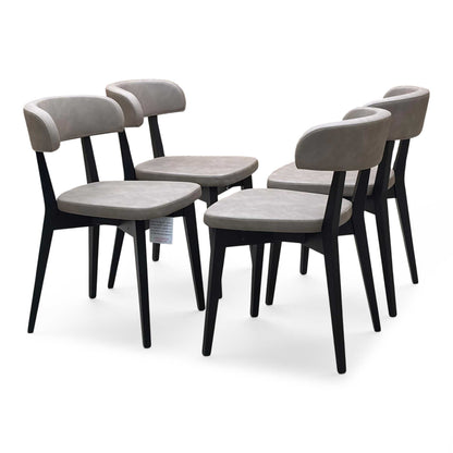 Connubia ‘Siren’ S0a-Vintage Desert Brown Faux Leather Graphite Wooden Leg Dining Chairs - Set of 4 Furniture Village
