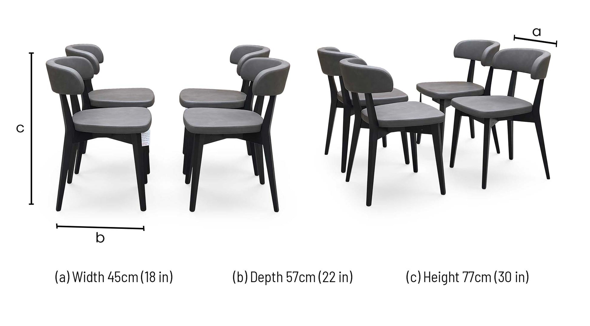 Connubia 'Siren' SOc-Vintage Ebony Brown Faux Leather Graphite Wooden Leg Dining Chairs - Set of 4 Furniture Village