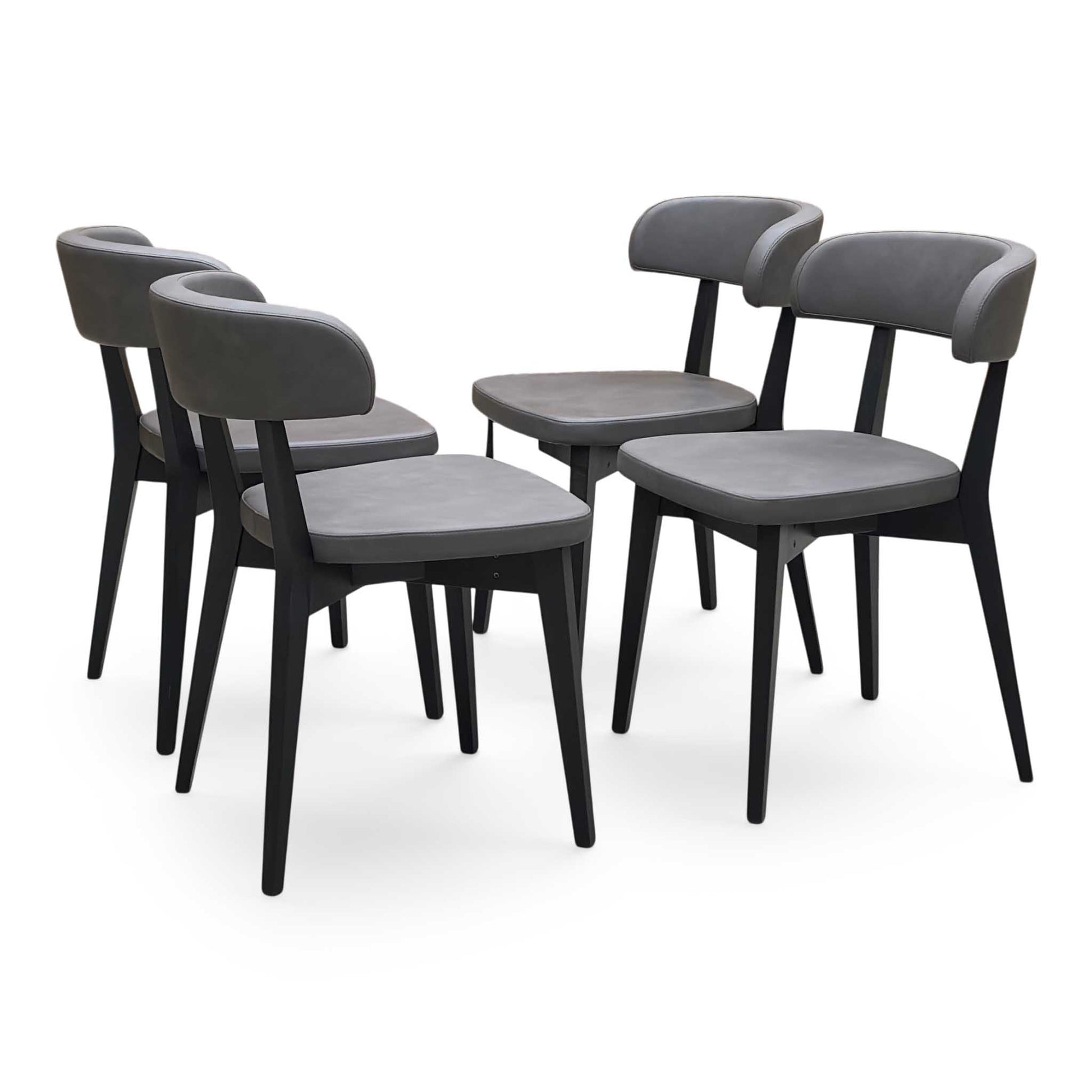 Connubia 'Siren' SOc-Vintage Ebony Brown Faux Leather Graphite Wooden Leg Dining Chairs - Set of 4 Furniture Village