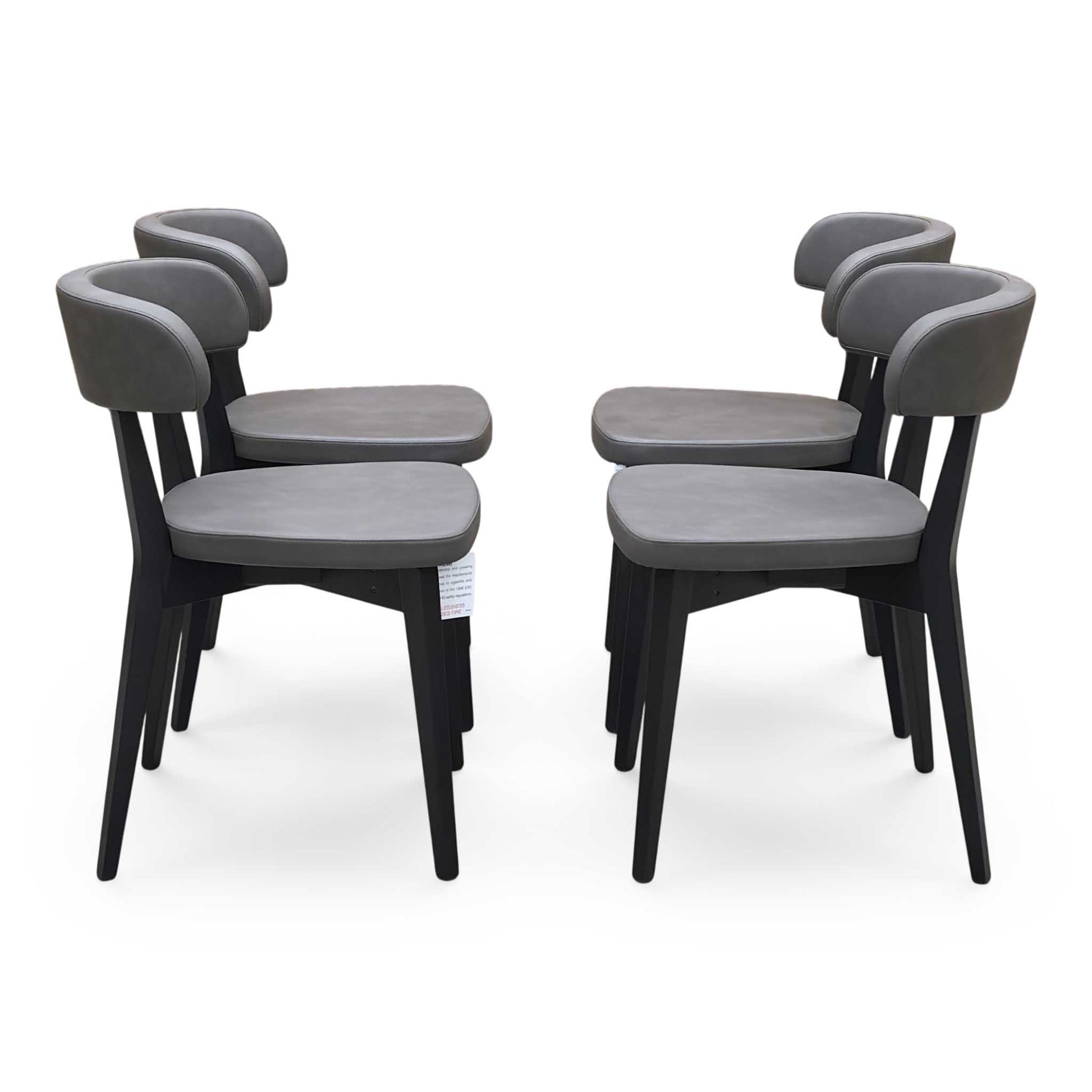 Connubia 'Siren' SOc-Vintage Ebony Brown Faux Leather Graphite Wooden Leg Dining Chairs - Set of 4 Furniture Village