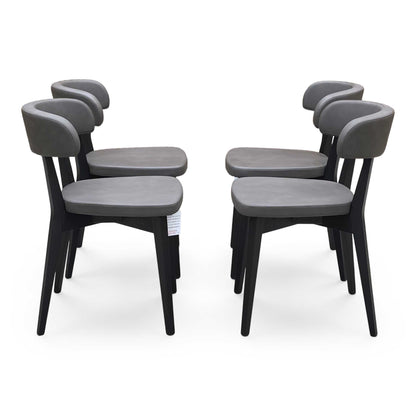 Connubia 'Siren' SOc-Vintage Ebony Brown Faux Leather Graphite Wooden Leg Dining Chairs - Set of 4 Furniture Village