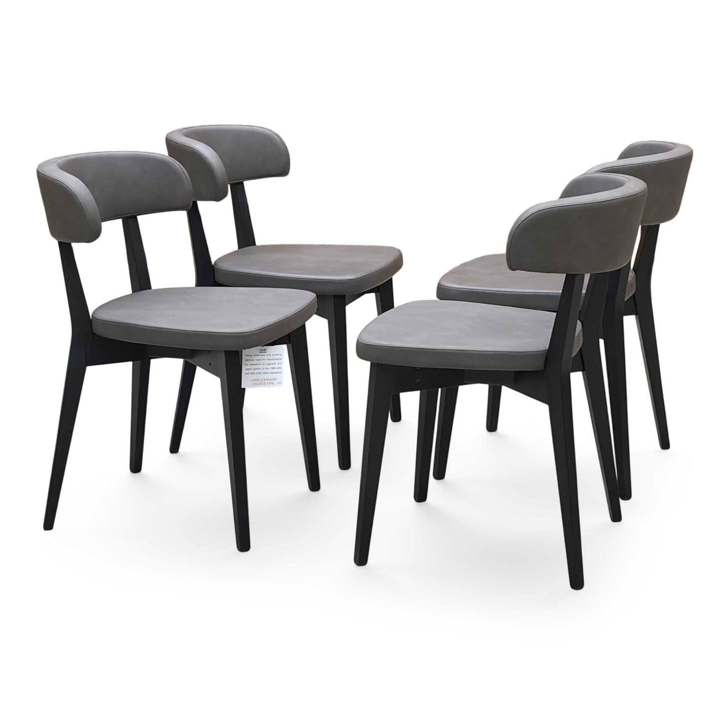 Connubia 'Siren' SOc-Vintage Ebony Brown Faux Leather Graphite Wooden Leg Dining Chairs - Set of 4 Furniture Village