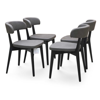 Connubia 'Siren' SOc-Vintage Ebony Brown Faux Leather Graphite Wooden Leg Dining Chairs - Set of 4 Furniture Village