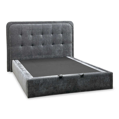 ‘Ray’ Cloud Grey Fabric LED End Lift Ottoman Bed Frame - King Size Furniture Village