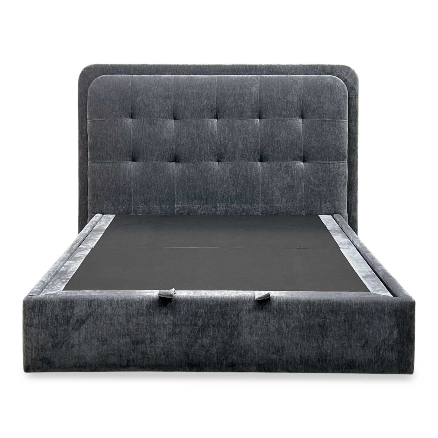 ‘Ray’ Cloud Grey Fabric LED End Lift Ottoman Bed Frame - King Size Furniture Village