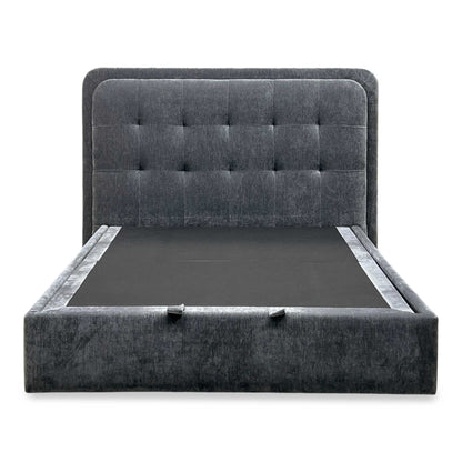 ‘Ray’ Cloud Grey Fabric LED End Lift Ottoman Bed Frame - King Size Furniture Village