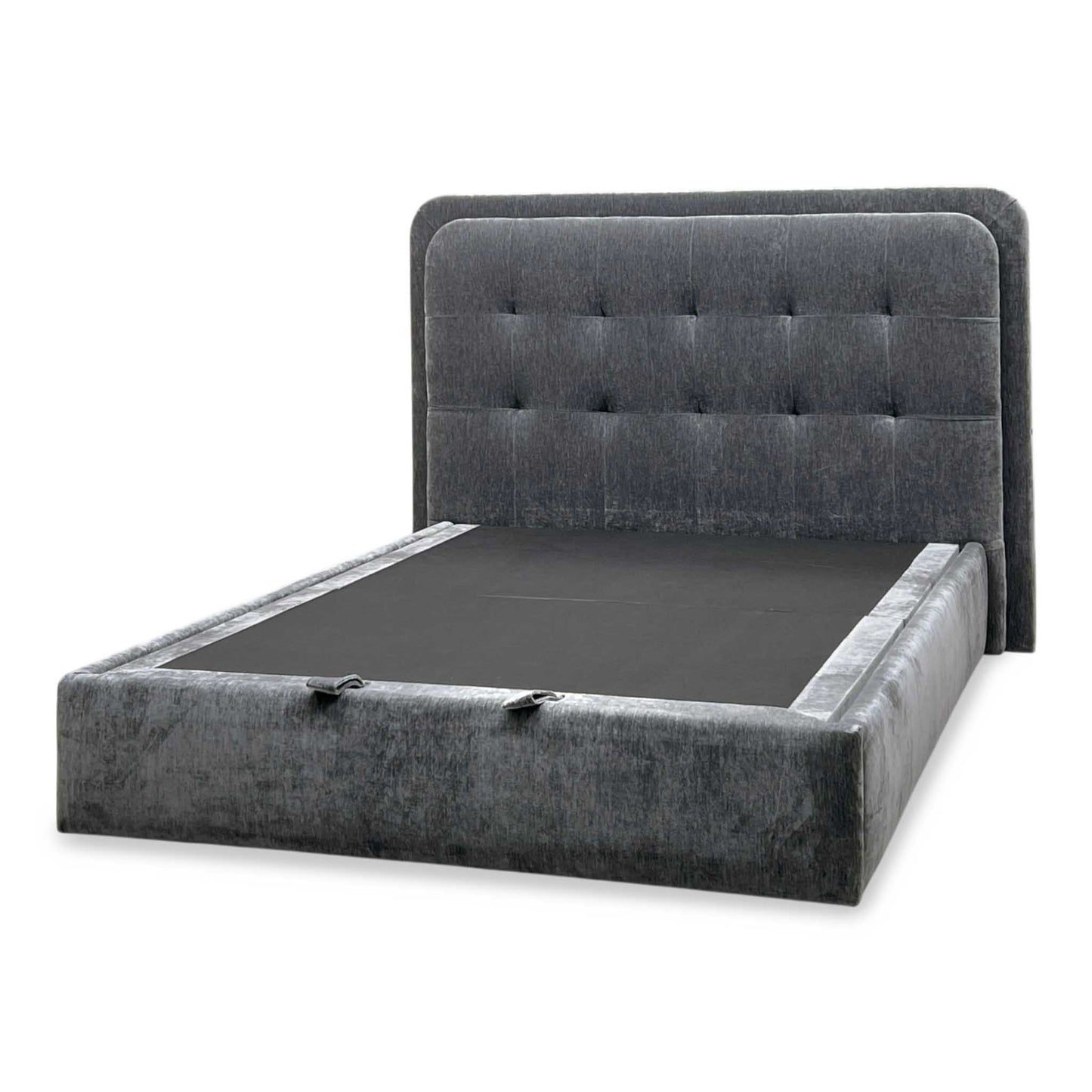‘Ray’ Cloud Grey Fabric LED End Lift Ottoman Bed Frame - King Size Furniture Village