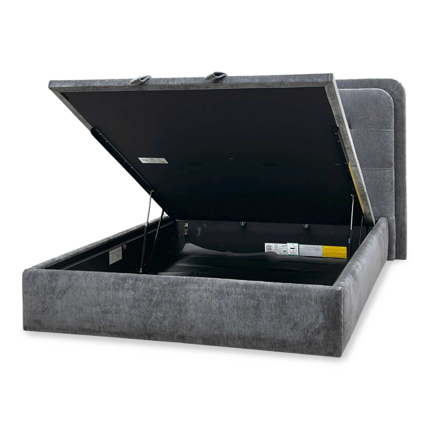 ‘Ray’ Cloud Grey Fabric LED End Lift Ottoman Bed Frame - King Size Furniture Village