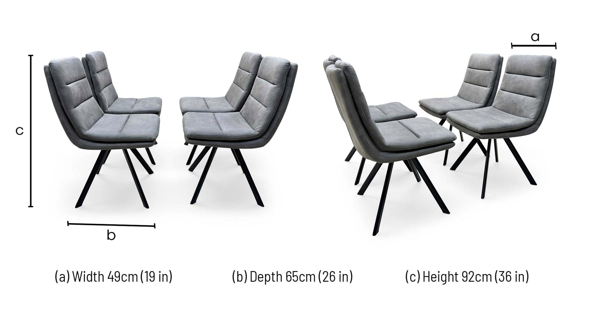 Bodahl 'Njord' Anthracite Faux Leather Swivel Dining Chair - Set of 4 Furniture Village