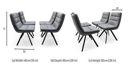 Bodahl 'Njord' Anthracite Faux Leather Swivel Dining Chair - Set of 4 Furniture Village