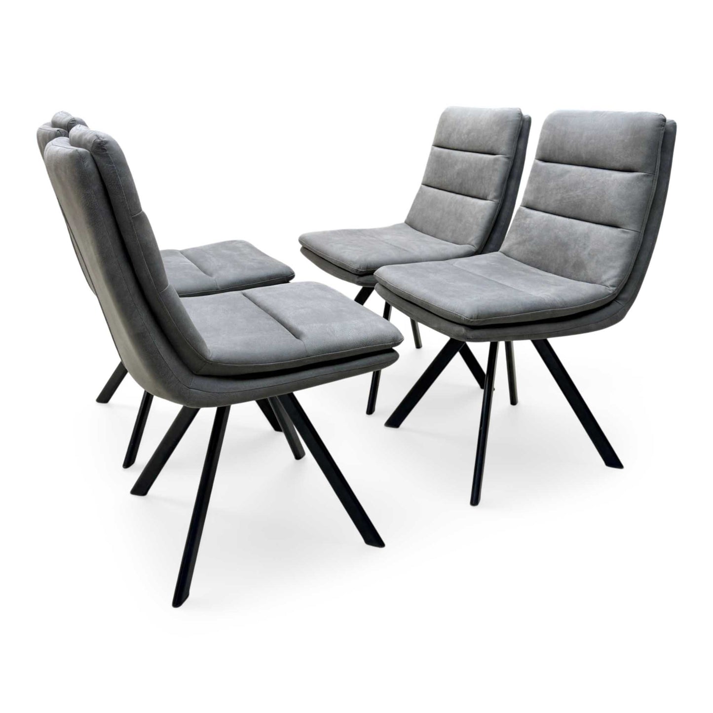 Bodahl 'Njord' Anthracite Faux Leather Swivel Dining Chair - Set of 4 Furniture Village